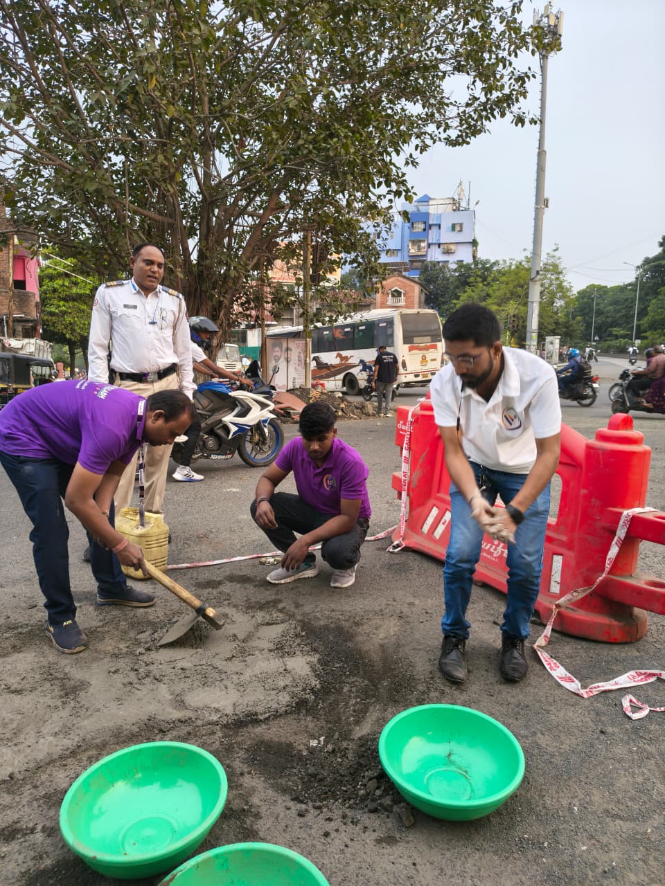 Potholes Filling & Road Cleaning - Vrunda Vallabh Foundation